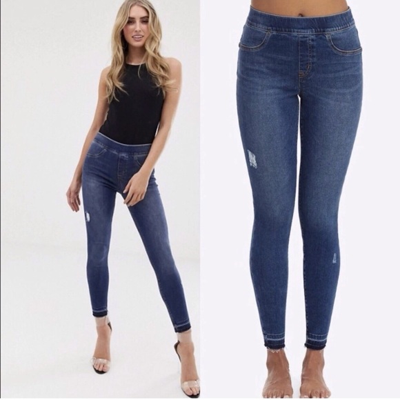SPANX Med Skinny Jeans Women’s Pull On Jeggings Distressed Released Hems 20203R - Picture 8 of 8